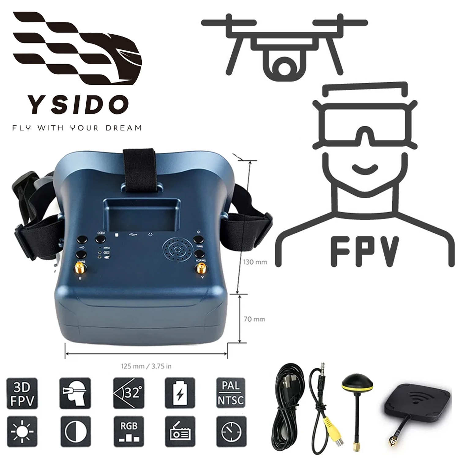 Skyzone Sky04O Pro Fpv Goggles - FPV Brille 008D 5,8G 40CH 4,3